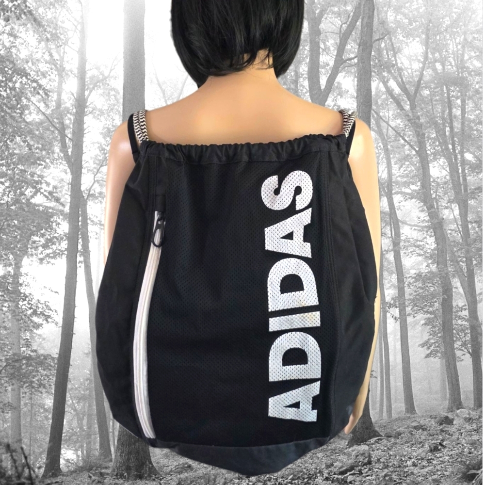 Adidas Black & White Drawstring Gym Sackpack – Perfect for Sports/Travel-Gym Bag